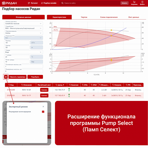 Расширение функционала программы Pump Select (Памп Селект)